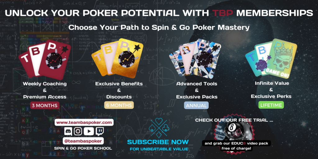 TBP Membership Banner showcasing exclusive benefits and coaching opportunities for online poker players.